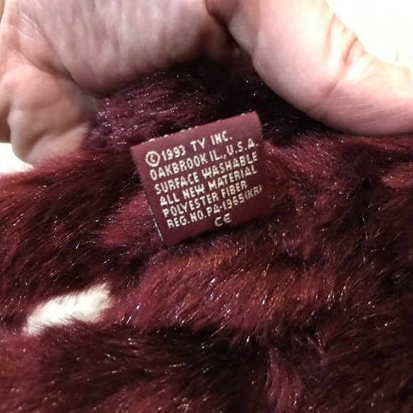 Ty Attic Treasures Beanie Babies 1993 BEARGUNDY Articulated Beanie Baby w/ Tags - Picture 5 of 7